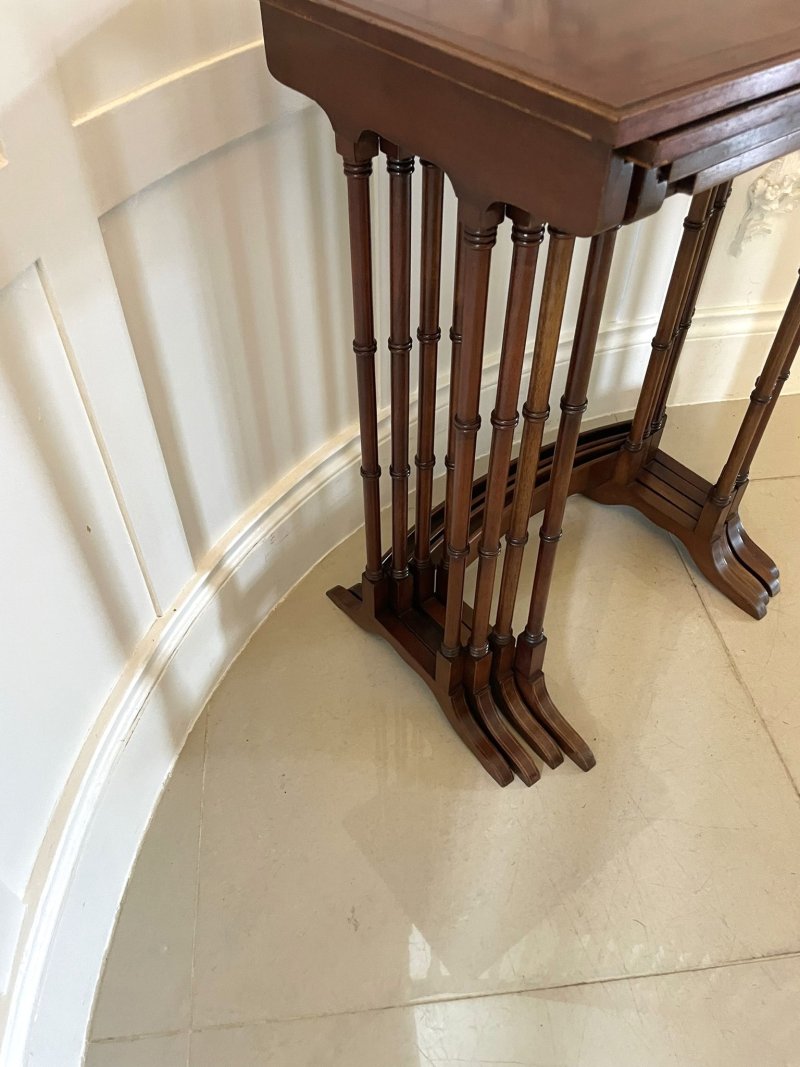 Superb Quality Antique Edwardian Mahogany Inlaid Quartetto Nest of Tables - Image 9